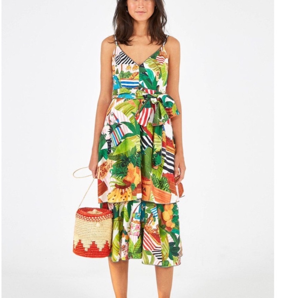 Farm Rio Tropical Fair Midi Dress Size Small